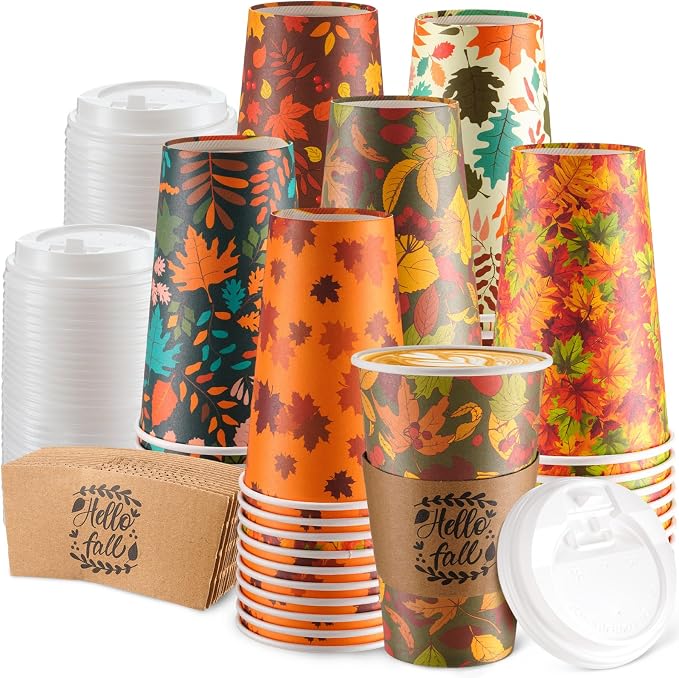 120 Set Thanksgiving Fall Disposable Coffee Cups by Sunnychicc