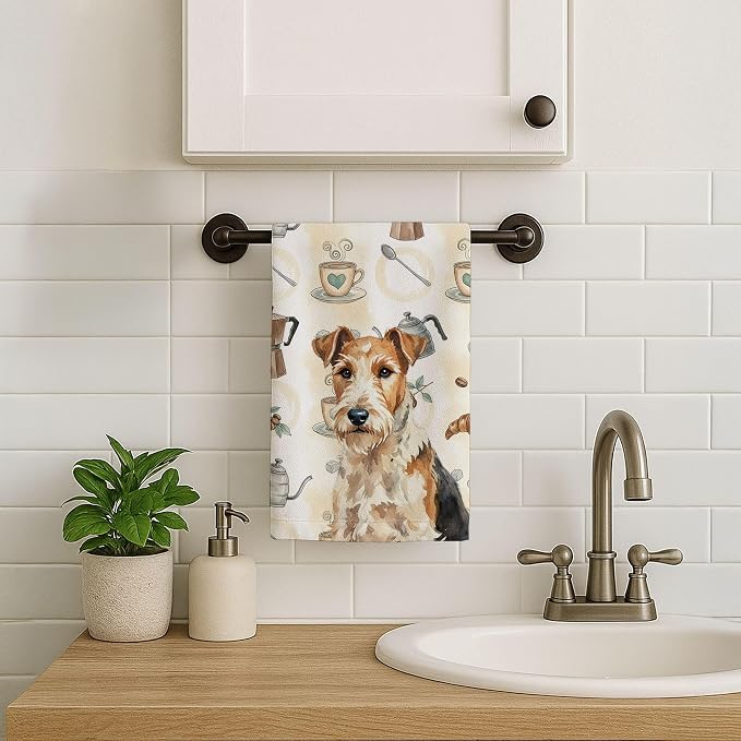 Caroline's Treasures Wire Fox Terrier Coffee Bar Kitchen Towel Velour Plush - Image 7
