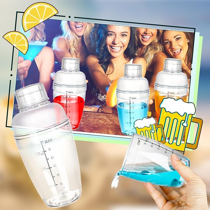 15 Pcs Plastic Cocktail Shaker 350ML/ 12 OZ Clear Plastic Hand Drink Mixer - Image 7