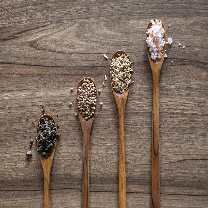 FAAY - 4 Pcs 9.5” Long Teak Spoon, Chef Testing Spoons, Handcrafted Cocktail - Image 4