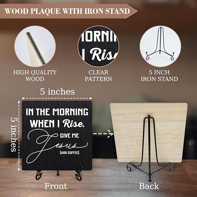 Coffee Sign Desk Decor, In the Morning When I Rise Give Me Jesus and Coffee Sign - Image 2