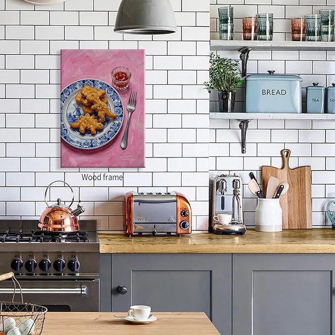 Wrapped Framed Funny Kitchen Wall Art 20x30 inch Dining Room Food Canvas Poster - Image 6