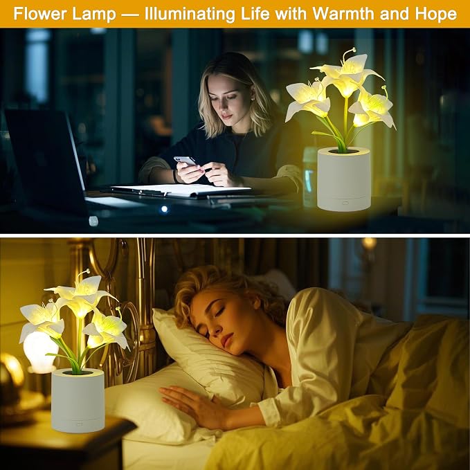 WSYEAR Birthday Gifts for Women-Fake White Lily Artificial Flower Lamp Night - Image 4
