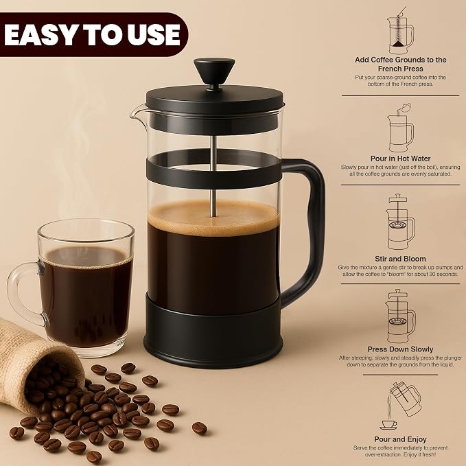 Utopia Kitchen Borosilicate Glass French Press Coffee Maker 21 Oz, - Image 4