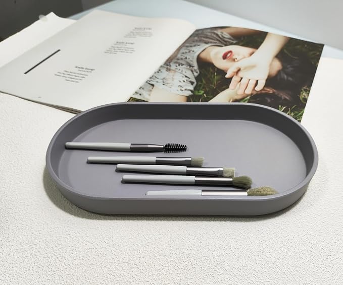 Gray Small Tray, Oval Tray, Countertop Organizer | - Image 7