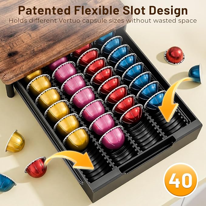 Coffee Pod Drawer Organizer for Nespresso Vertuo, Patented Flexible Slot Design - Image 3