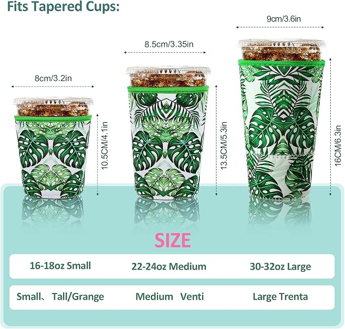 Patelai 4 Pieces Reusable Iced Coffee Sleeve Cup Insulator - Image 3
