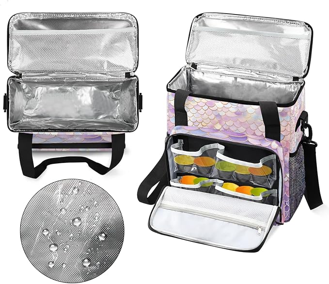 Mermaid Scales Coffee Maker Carring Bag, Large Insulated Storage Organizer Case - Image 3