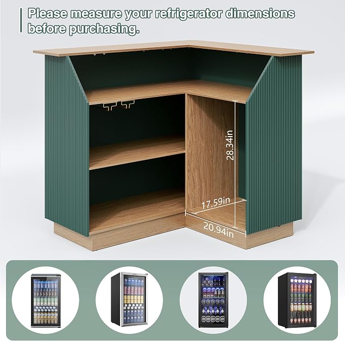 ARTPOWER L Shaped Home Bar Cabinet - Image 4
