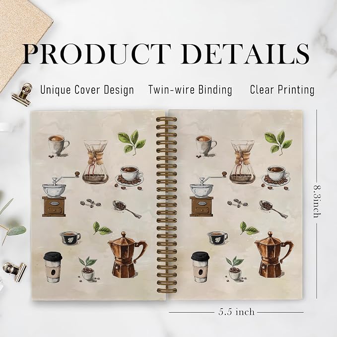 Vintage Coffee Spiral Notebook, Coffee Lovers Gifts Journal Notebook, Retro - Image 7
