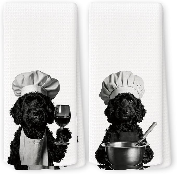 Funny Chef Goldendoodle Kitchen Towels Set of 2, Dog Mom Lovers Owner Gifts by Unknown