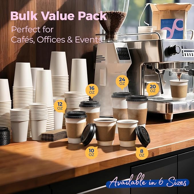Fit Meal Prep 50 Pack 12 oz Disposable Coffee Cups - Image 7