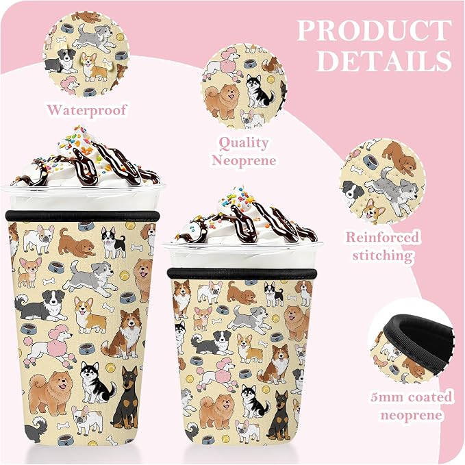 3 Pack Reusable Insulated Neoprene Iced Coffee Cup Sleeve, Durable Drink Sleeve - Image 7