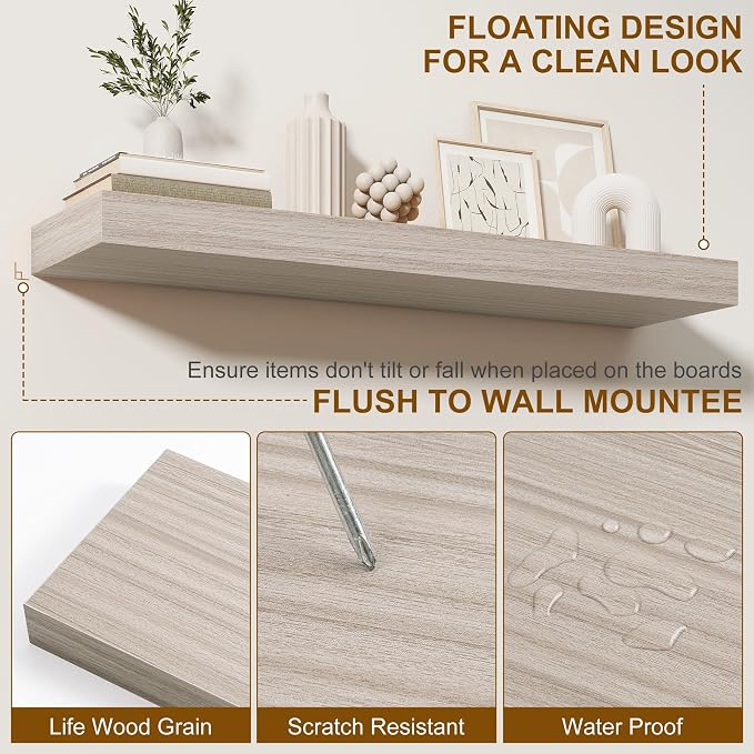 Fun Memories Floating Shelves for Wall, 24 Inch Floating Shelves Set of 2 - Image 5