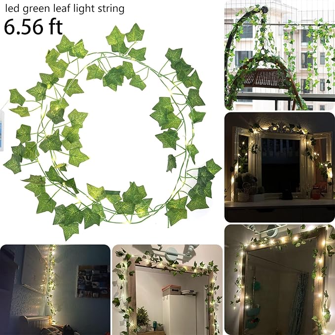 Vine with Fairy Lights, 2 Pack 40LEDs Vine Lights Green Ivy Vines String Lights - Image 4