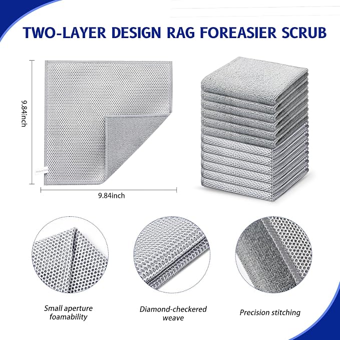 Wangjinpeng 12PCS Non-Scratch Multipurpose Steel Wire Dishcloths - Image 2