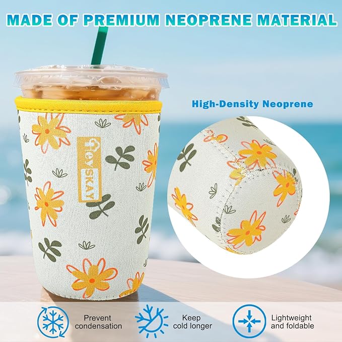 HEYSKAY Insulated Coffee Cup Sleeves Reusable Neoprene Universal Iced Coffee - Image 2
