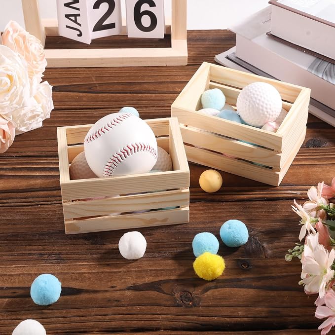 Penitue 6pcs Small Wooden Crates, Rustic Wood DIY Crafts Crate Basket Nesting - Image 4