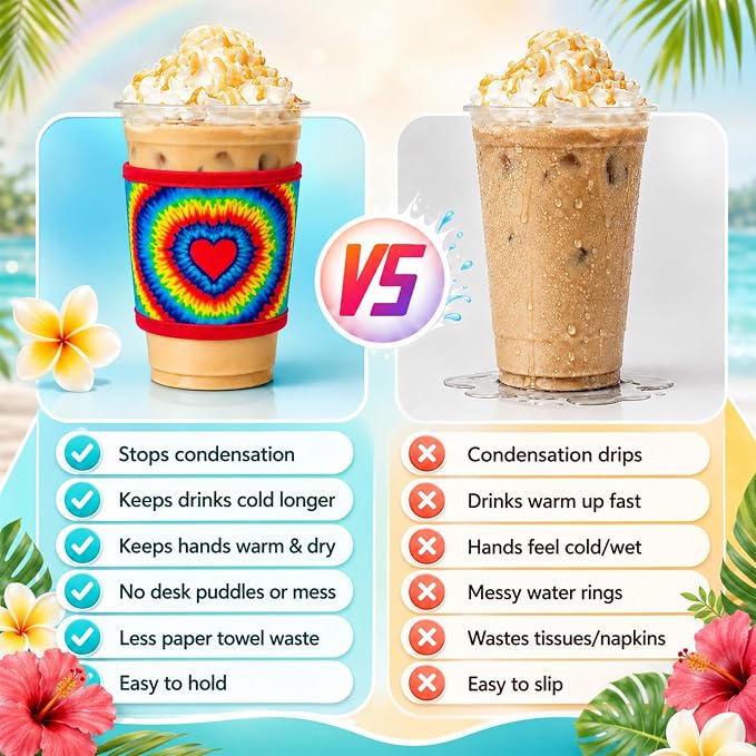 Potchen 16 Pack Reusable Iced Coffee Cup Sleeves Neoprene Insulated Drink Cup - Image 5