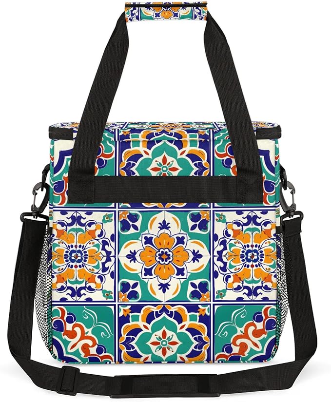 Vintage Bohemian Floral Coffee Maker Carring Bag, Large Insulated Storage - Image 5