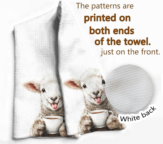 Funny Sheep Coffee Gifts Hand Towel - Image 6