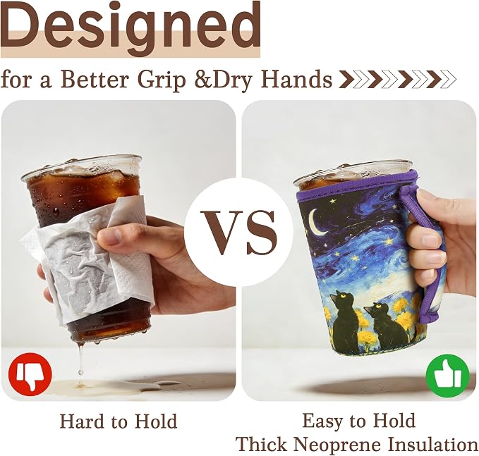KJQJLY 3 Pack Reusable Iced Coffee Sleeves - Image 3