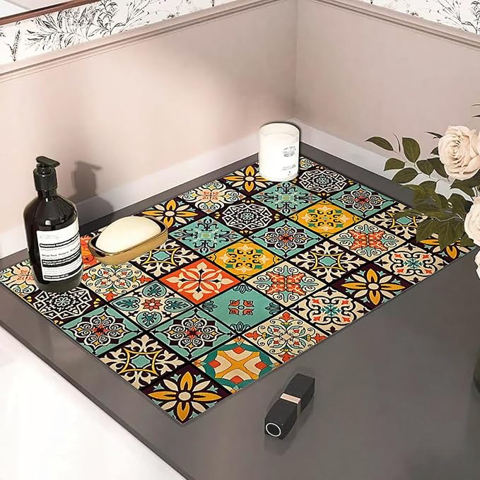 Mandala Boho Dish Drying Mats For Kitchen Counter Dryer Coffee Maker Bar Mat - Image 4