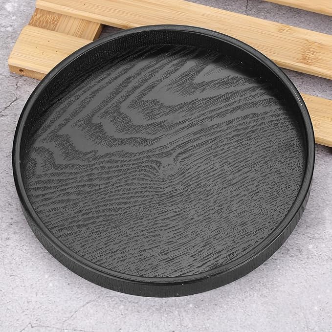 Yinhing Round Tray, Coffee Table Tray Food Meals Serving Plate Restaurant Wood - Image 3