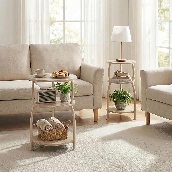 Round Side Table, 3-Tier End Table - Image 8