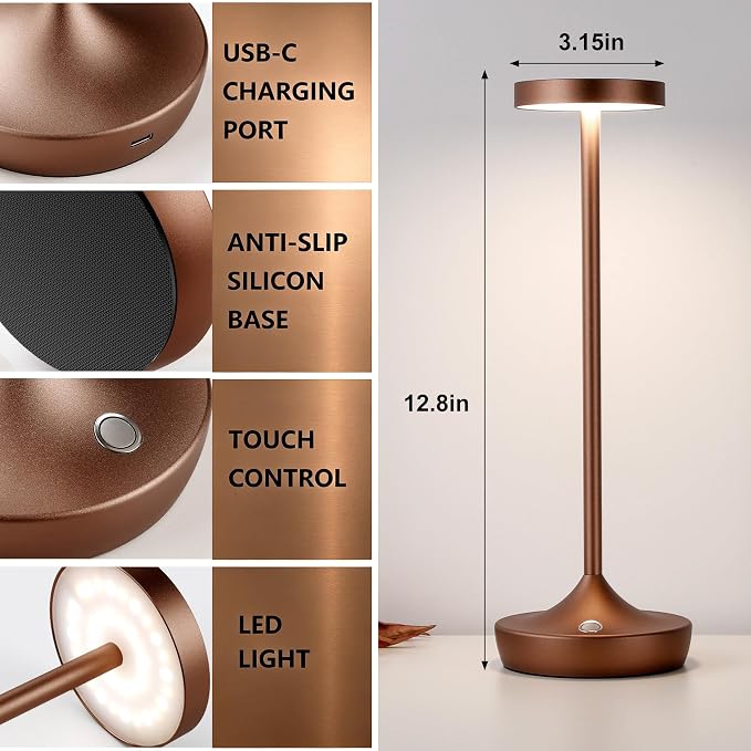 YHT 72Hrs Cordless Table Lamps, Rechargeable 6000mAh LED Outdoor LED Battery - Image 5