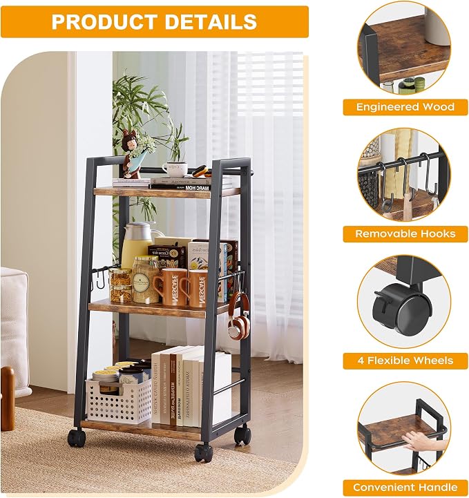Homeiju 3 Tier Kitchen Storage Cart - Image 6