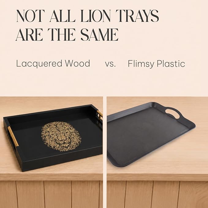 Modern Serving Tray with Lion Design, Ottoman Tray, Tea and Coffee Table Platter - Image 5