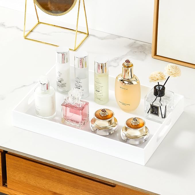 Glossy White Sturdy Acrylic Serving Tray - Image 4