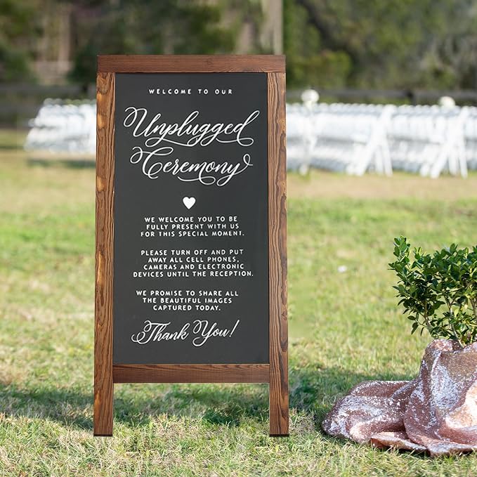 DAHAPYBOO Sandwich Board 48"x24" Solid Pine Wood Rustic Brown, Chalk Board Sign - Image 5