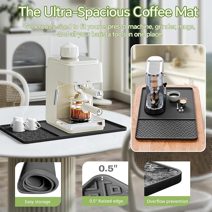 Silicone Coffee Mat with Raised Edges 19" x 12" – Waterproof Countertop Mat - Image 3
