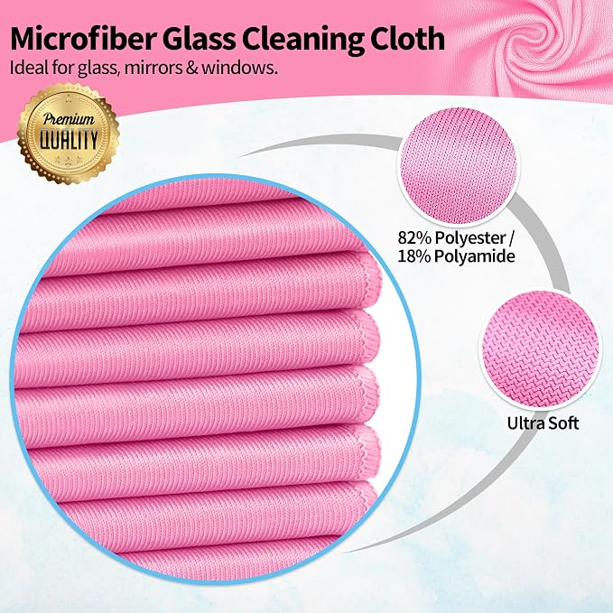 Microfiber Cleaning Cloth, 12 Pack Window Glasses Cleaning Cloth, Reusable - Image 2