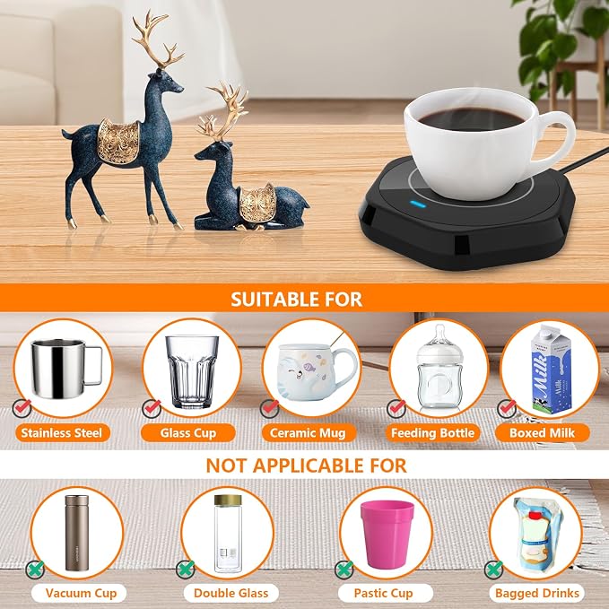 Coffee Mug Warmer: Smart Beverage Heating Plate Candle Wax Cup Warmer Electric - Image 4
