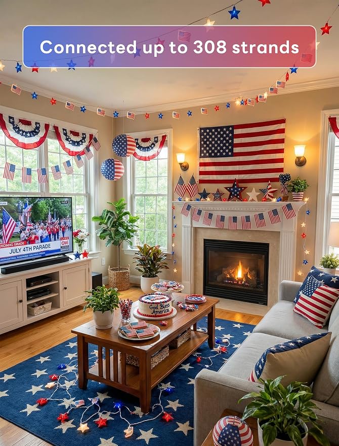 35 LED Red White Blue String Lights, 13.6FT 4th of July Decoration Lights - Image 5