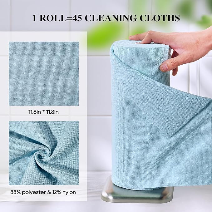HONOVA Microfiber Cleaning Cloth Roll 45 Pack, Tear Away Microfiber Towels Roll - Image 5