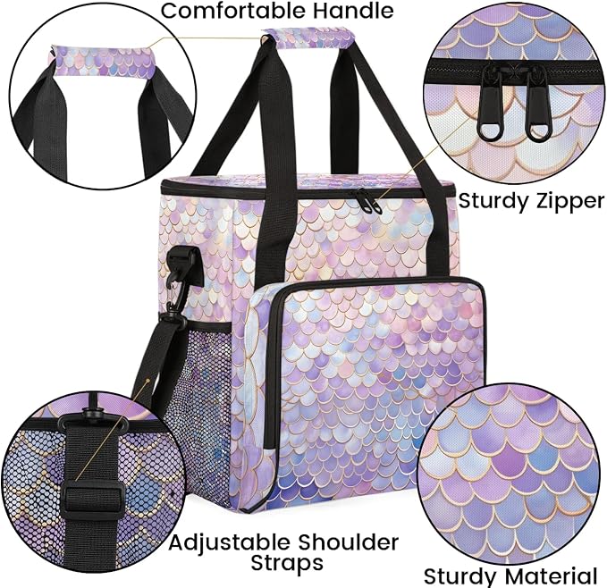 Mermaid Scales Coffee Maker Carring Bag, Large Insulated Storage Organizer Case - Image 6