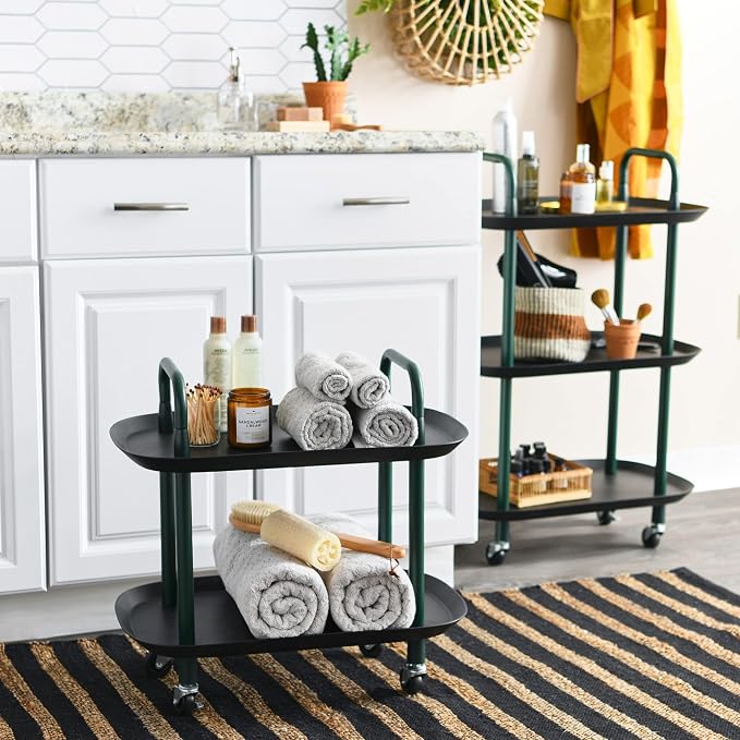 Main + Mesa Modern Plastic and Metal 2-Tier Trolley - Image 2