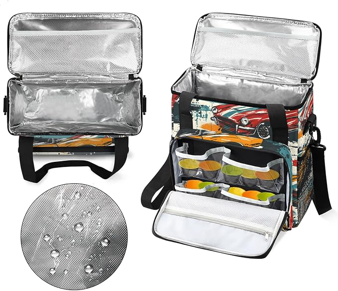 Funny Car Coffee Maker Carring Bag, Large Insulated Storage Organizer Case Tote - Image 3