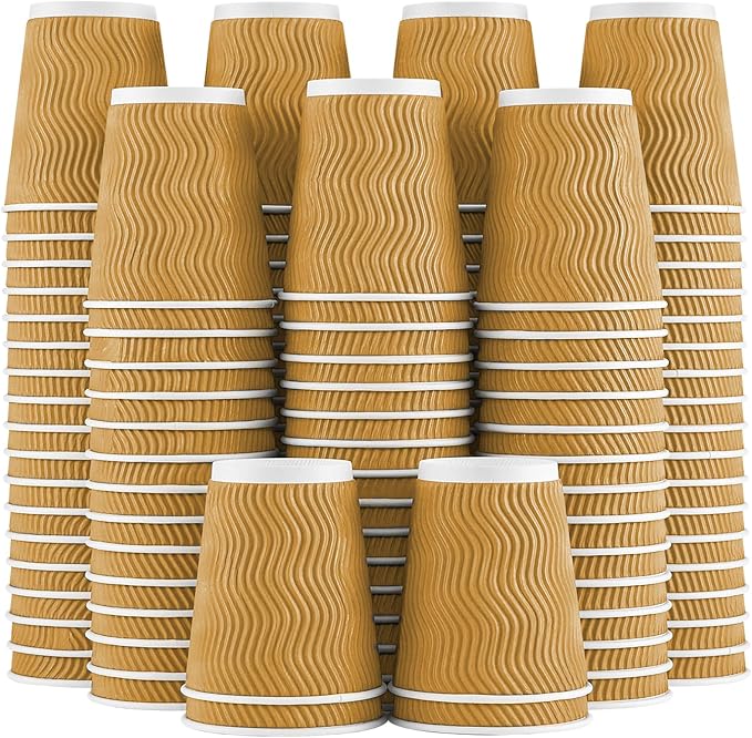 Lamosi Disposable Coffee Cups 8 OZ 100 Pack Champagne, Paper Coffee Cups 8 OZ by BuyNow