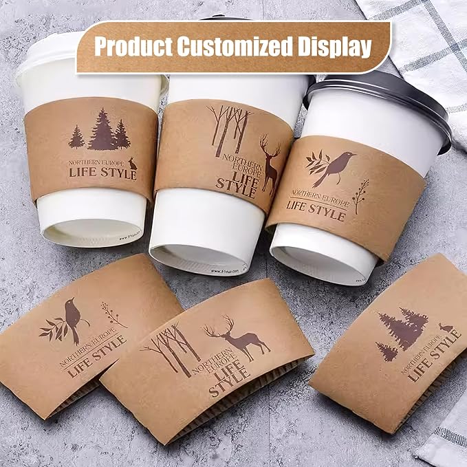 20-300 PCS Personalized Coffee Cup Sleeves, Custom Coffee Sleeve Corrugated - Image 6
