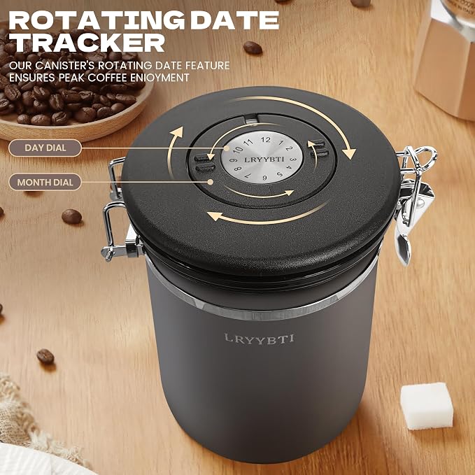 38oz Airtight Coffee Canister, Stainless Steel Coffee Bean Storage Container - Image 4