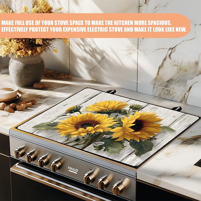 28"x20" Anti-Slip Electric Stove Top Cover Sunflower Foldable Heat-Resistant - Image 5