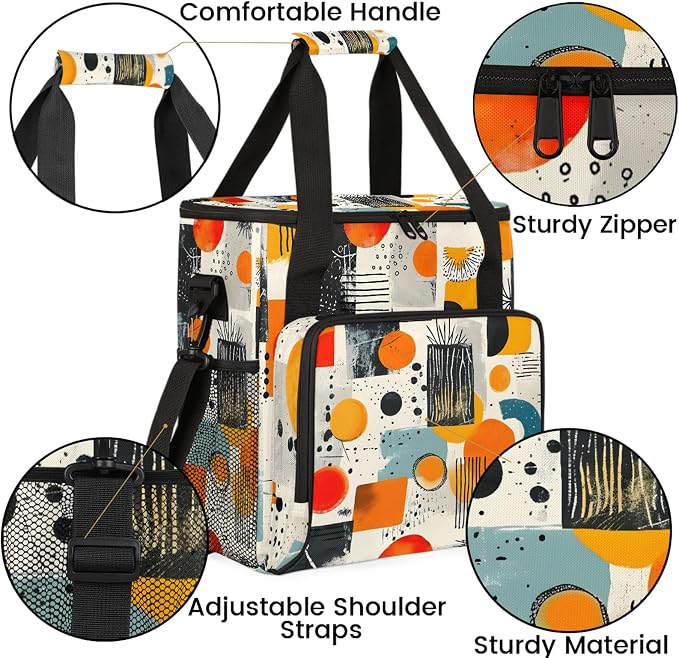 Abstract Modern Geometric Coffee Maker Carring Bag, Large Insulated Storage - Image 6