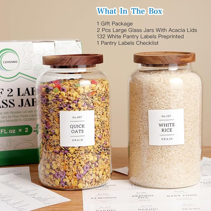 CZHQSMZ Set of 2 Large Glass Jar - Image 5