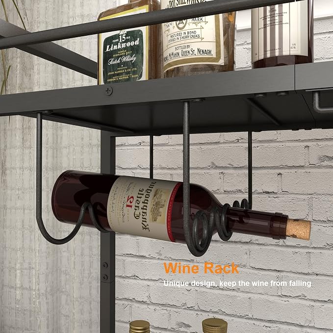 LAATOOREE Home Bar Serving Cart, Mobile Drink Beverage Cart - Image 9