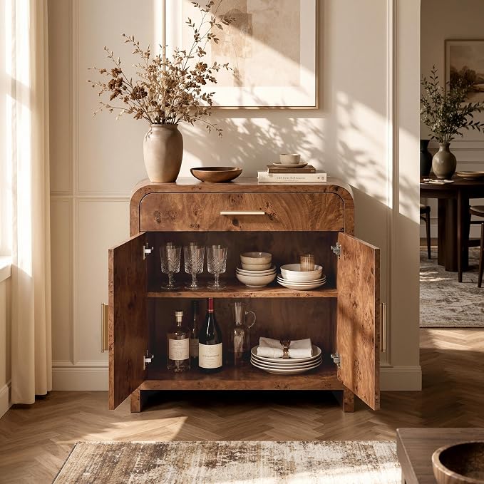 Set of 2 Curved Buffet Storage Cabinet - Image 4